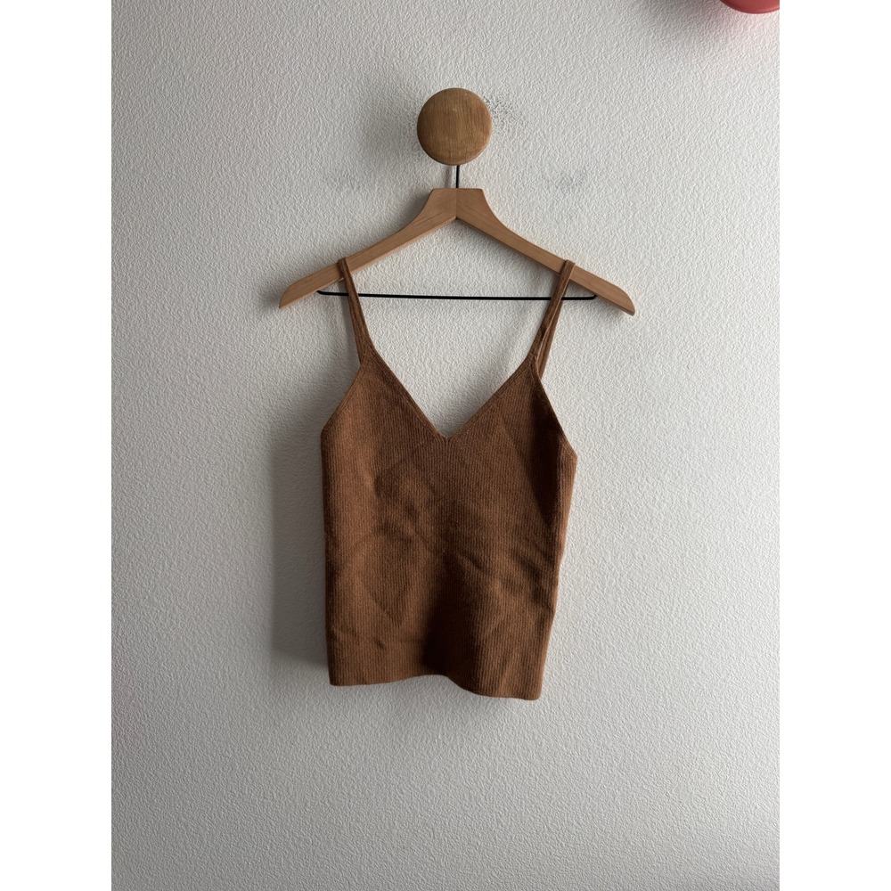 Mara Hoffman Brown Alpaca Blend Knit V-Neck Camisole Cami Tank Top Large